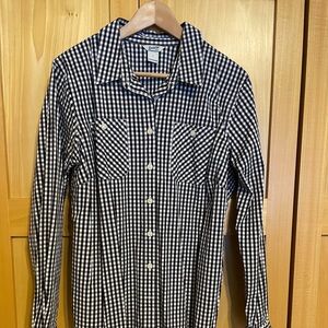 Duluth Trading Co Black and White Checkered Button Down Shirt